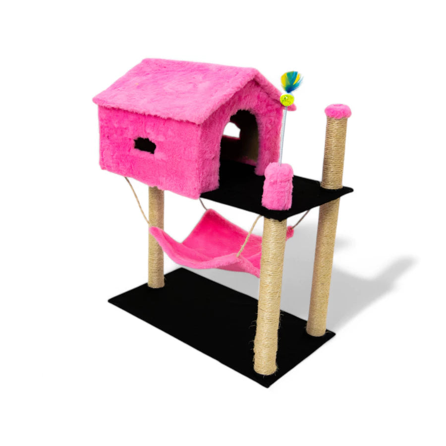 Arranhador Completo com Casa e Brinquedo para Gatos