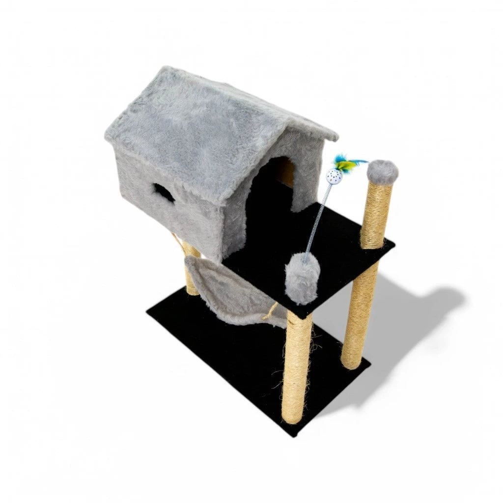 Arranhador Completo com Casa e Brinquedo para Gatos