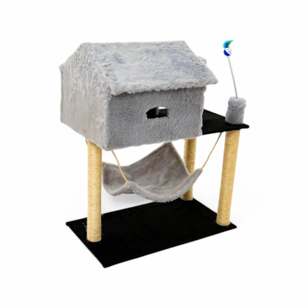 Arranhador Completo com Casa e Brinquedo para Gatos