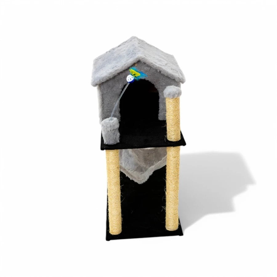 Arranhador Completo com Casa e Brinquedo para Gatos
