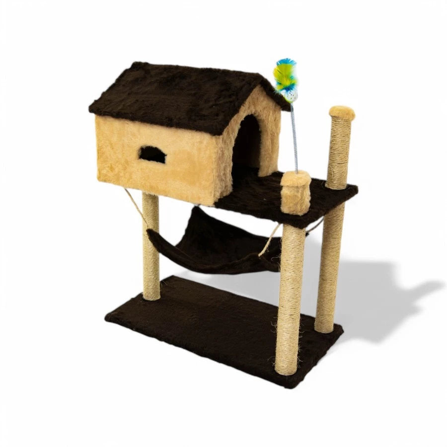 Arranhador Completo com Casa e Brinquedo para Gatos