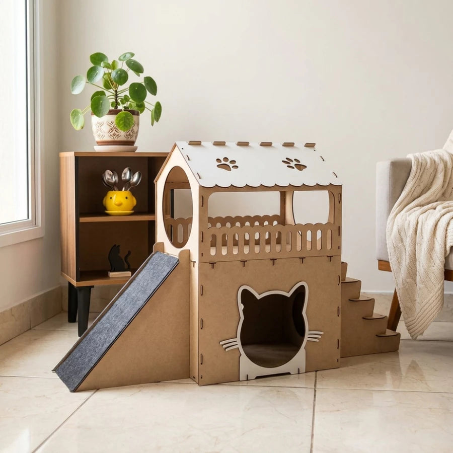 Casa Completa com Rampa e Escadas para Gatos