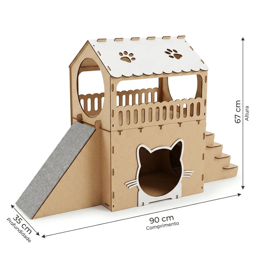Casa Completa com Rampa e Escadas para Gatos