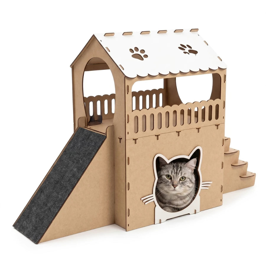Casa Completa com Rampa e Escadas para Gatos