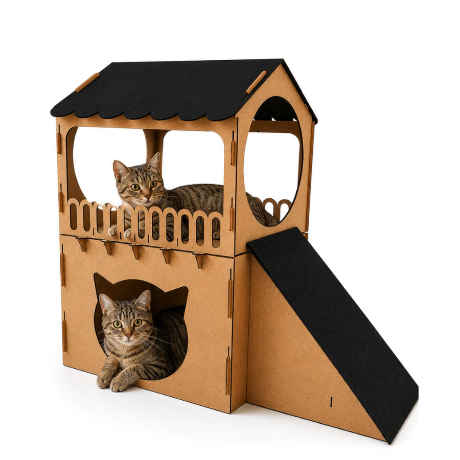 Casa com Rampa e Arranhador para Gatos