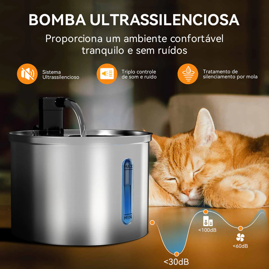 Fonte de Aço Inoxidável para Gatos