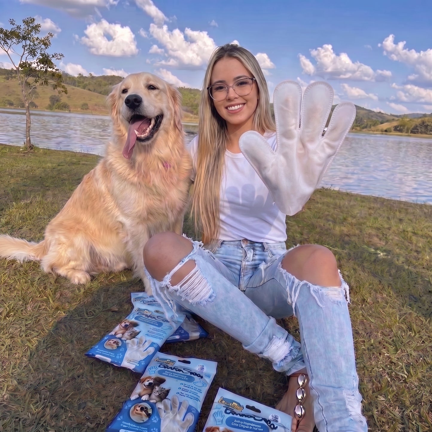 Luva Umedecida para Banhos - Cachorros e Gatos!