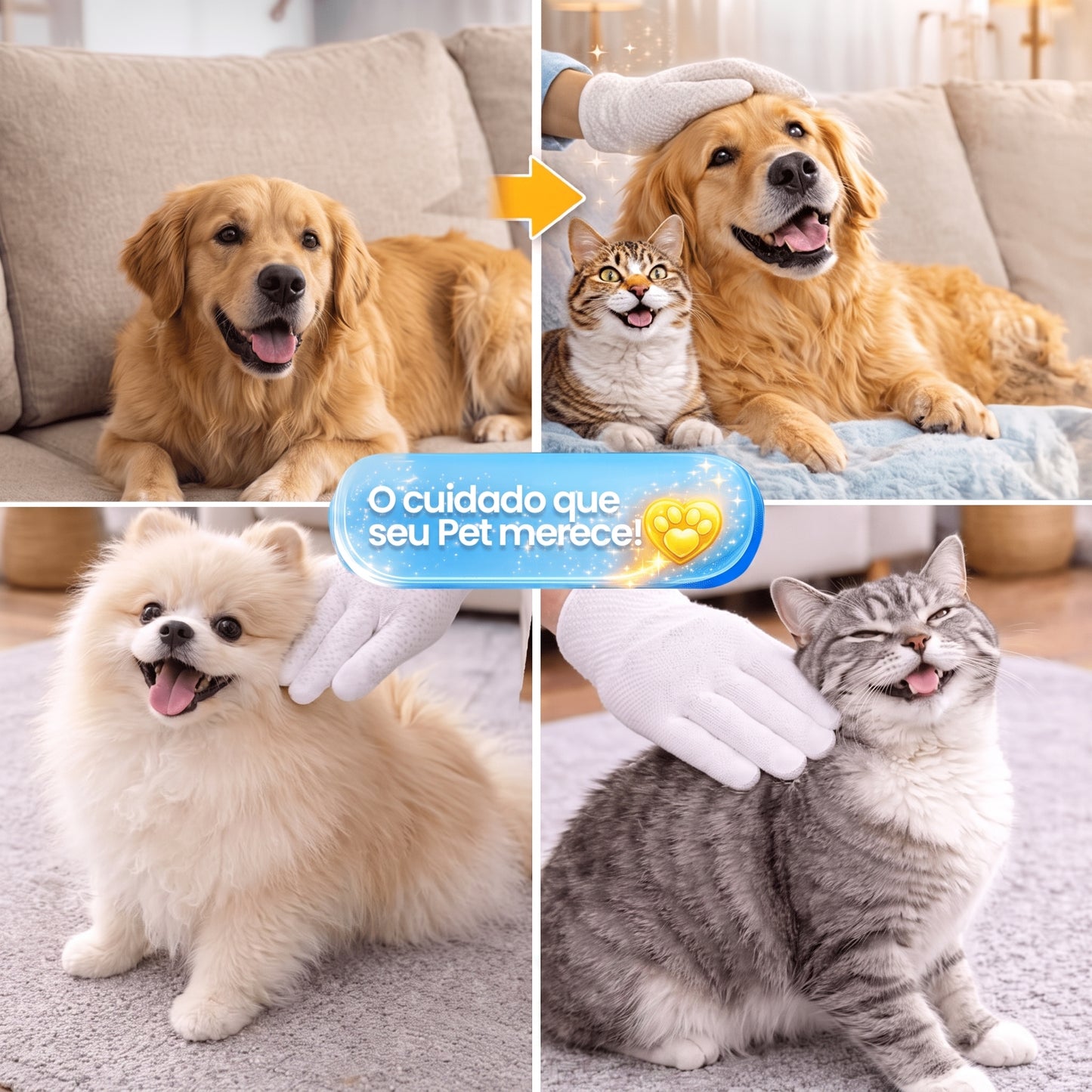 Luva Umedecida para Banhos - Cachorros e Gatos!